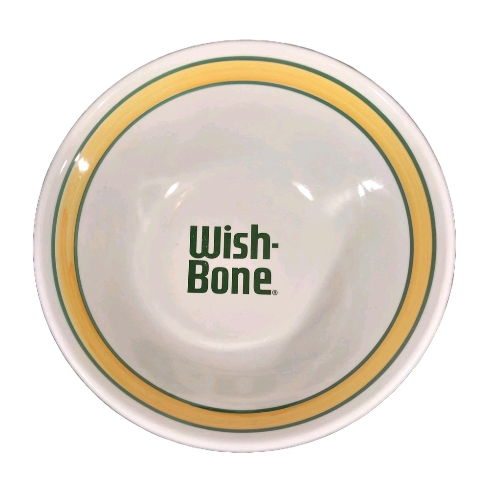 Wish-Bone Vintage Salad Bowl Ceramica Teramana Italy Green Yellow 11.75 Inch